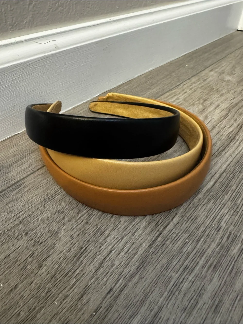 Faux Leather Headband Set - Black, Tan, Camel
